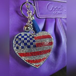 Patriotic Heart Bag Charm